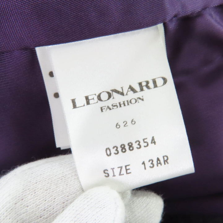 Great LEONARD FASHION coat Cashmere blend belt purple Angola 13