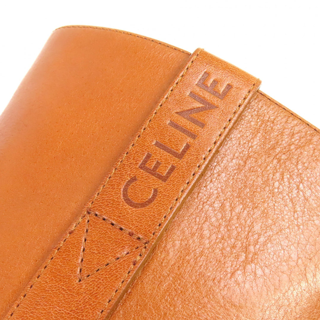Excellent CELINE boots Triomphe logo leather boots, medium length Brown 38