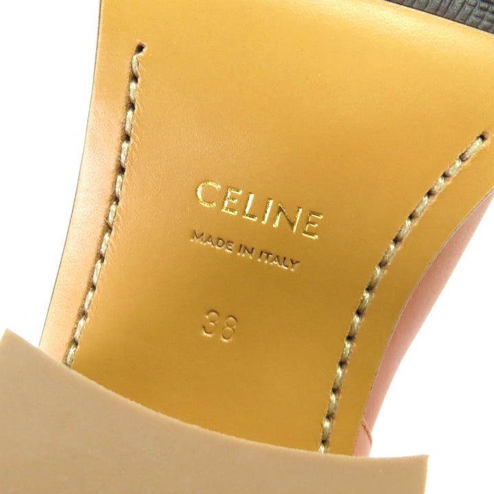 Excellent CELINE boots Triomphe logo leather boots, medium length Brown 38