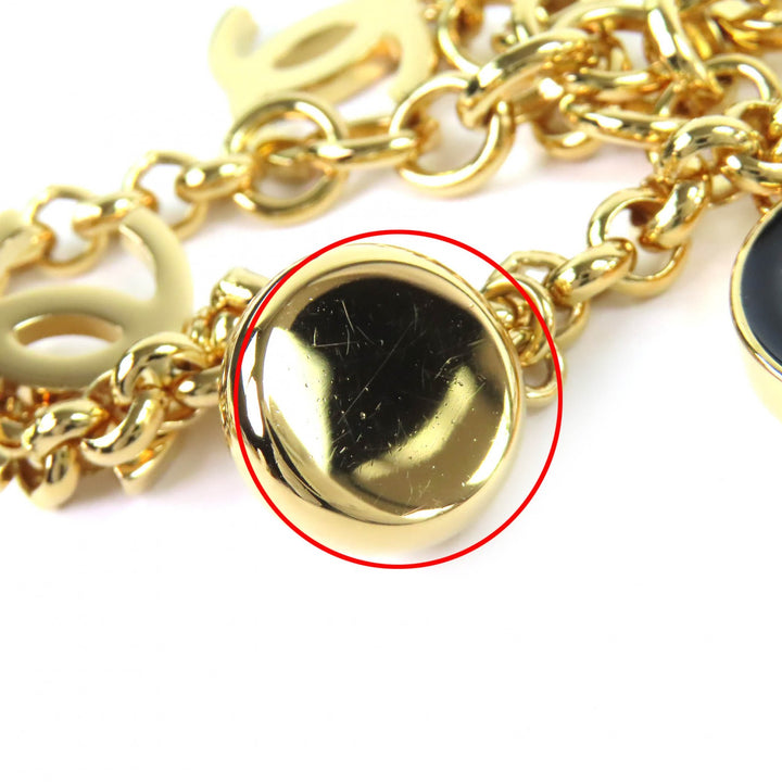 Excellent CHANEL Necklace COCO Logo COCO Mark Faux Pearl gold B24B ABE238