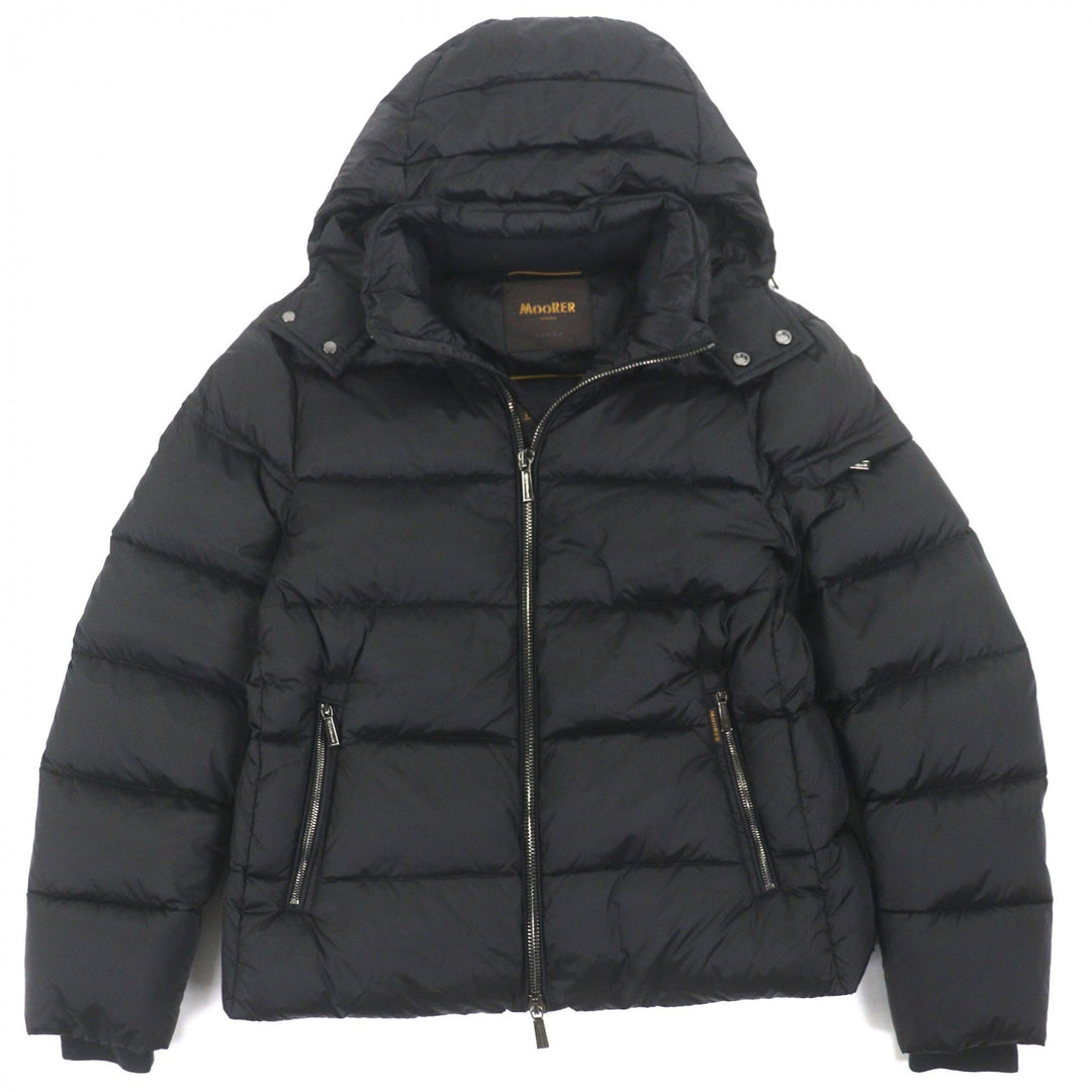 Excellent MOORER Down jacket BRETT Hooded double zip-up black Nylon mens 48
