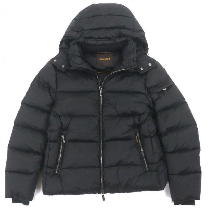 Excellent MOORER Down jacket BRETT Hooded double zip-up black Nylon mens 48