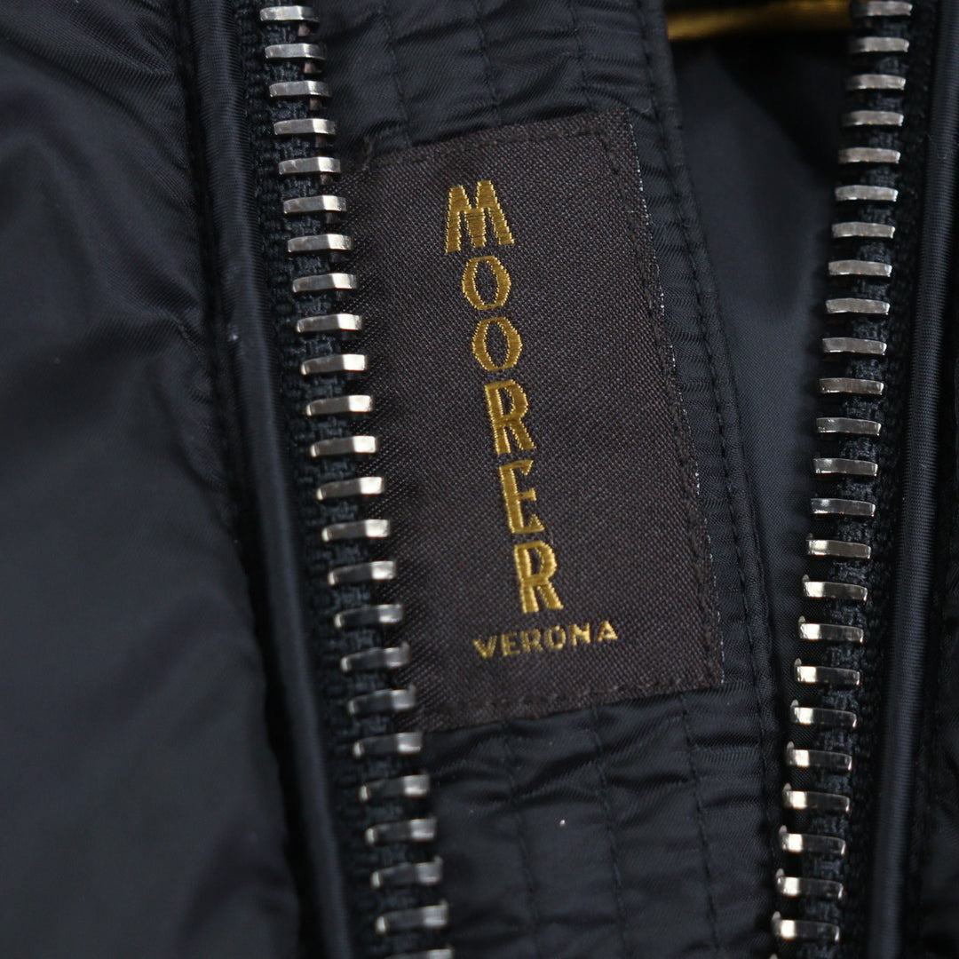 Excellent MOORER Down jacket BRETT Hooded double zip-up black Nylon mens 48