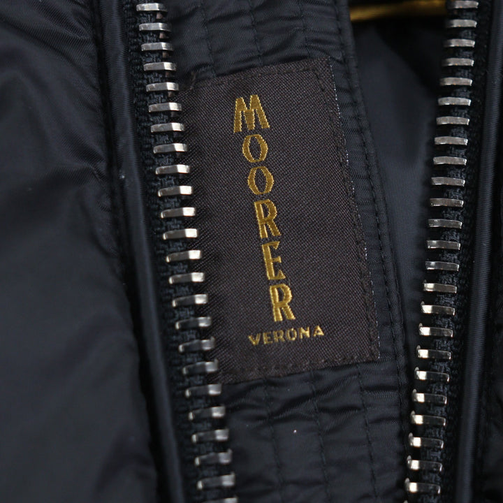 Excellent MOORER Down jacket BRETT Hooded double zip-up black Nylon mens 48