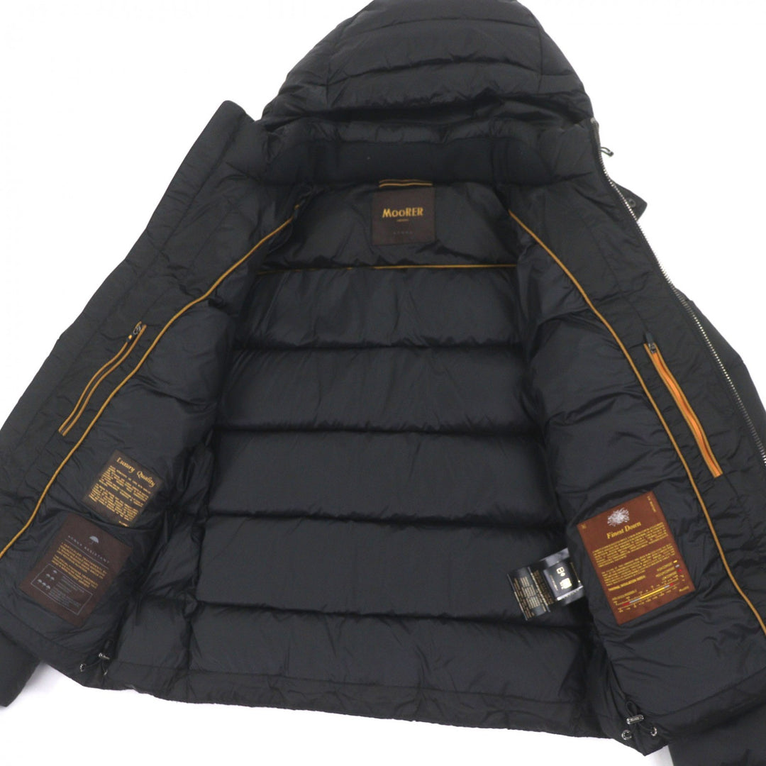 Excellent MOORER Down jacket BRETT Hooded double zip-up black Nylon mens 48