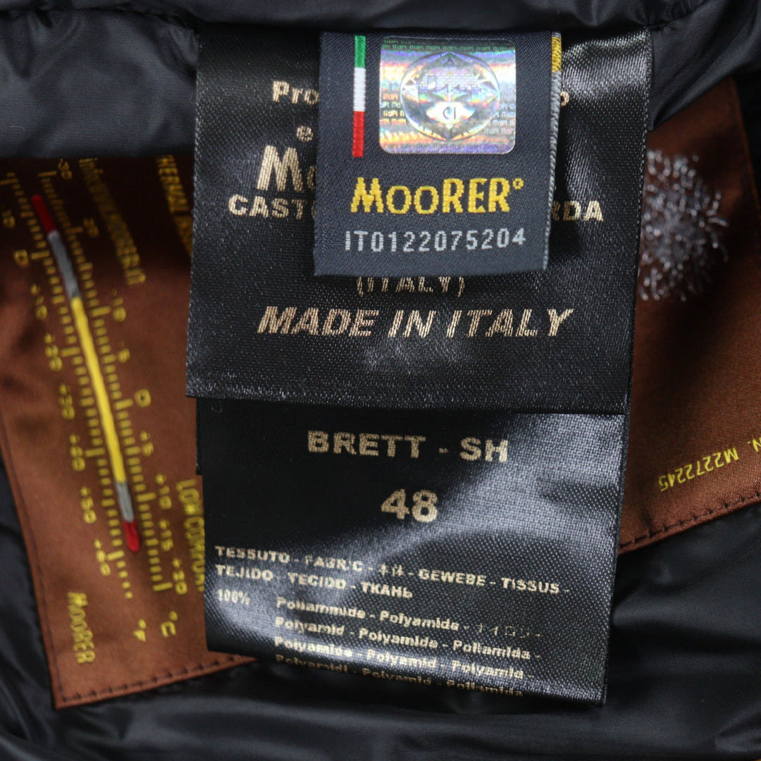 Excellent MOORER Down jacket BRETT Hooded double zip-up black Nylon mens 48