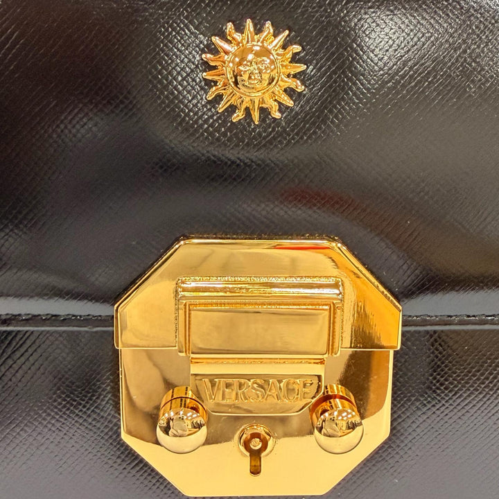 Excellent VERSACE Handbag Sunburst black leather Women