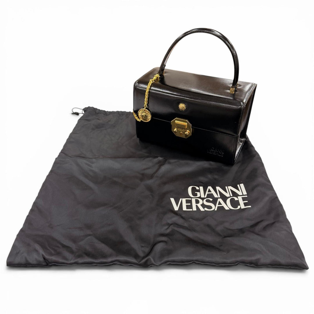 Excellent VERSACE Handbag Sunburst black leather Women