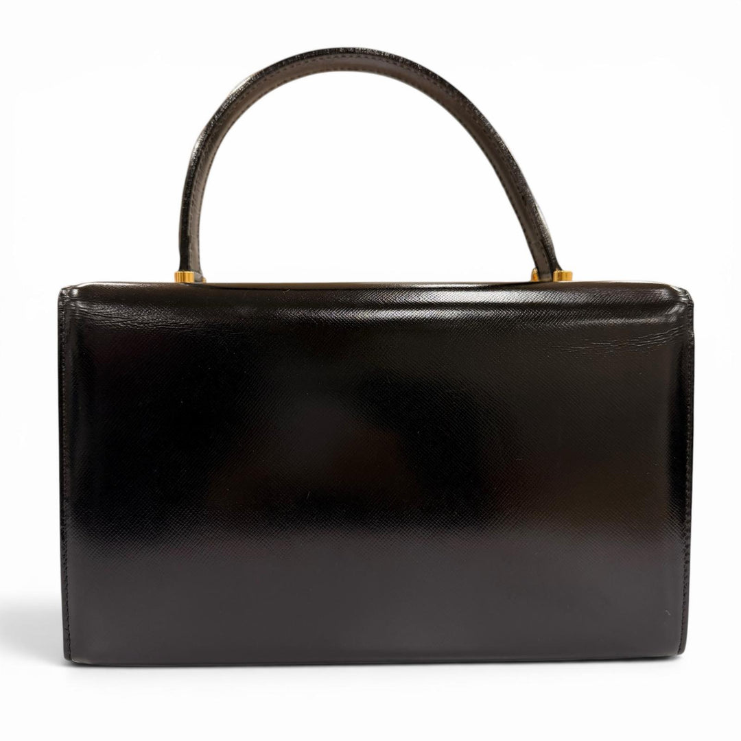Excellent VERSACE Handbag Sunburst black leather Women