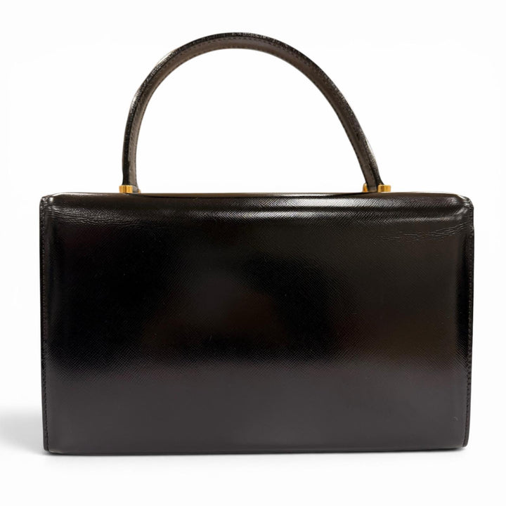 Excellent VERSACE Handbag Sunburst black leather Women