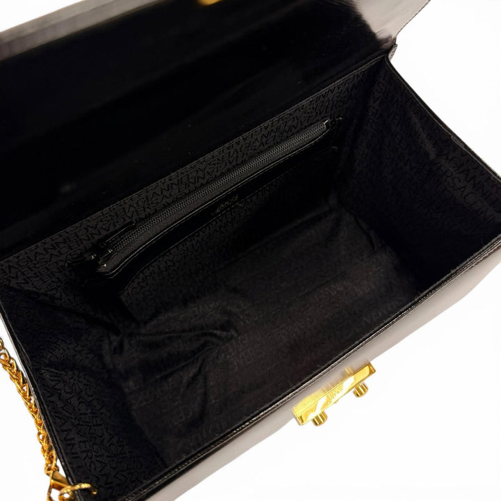 Excellent VERSACE Handbag Sunburst black leather Women