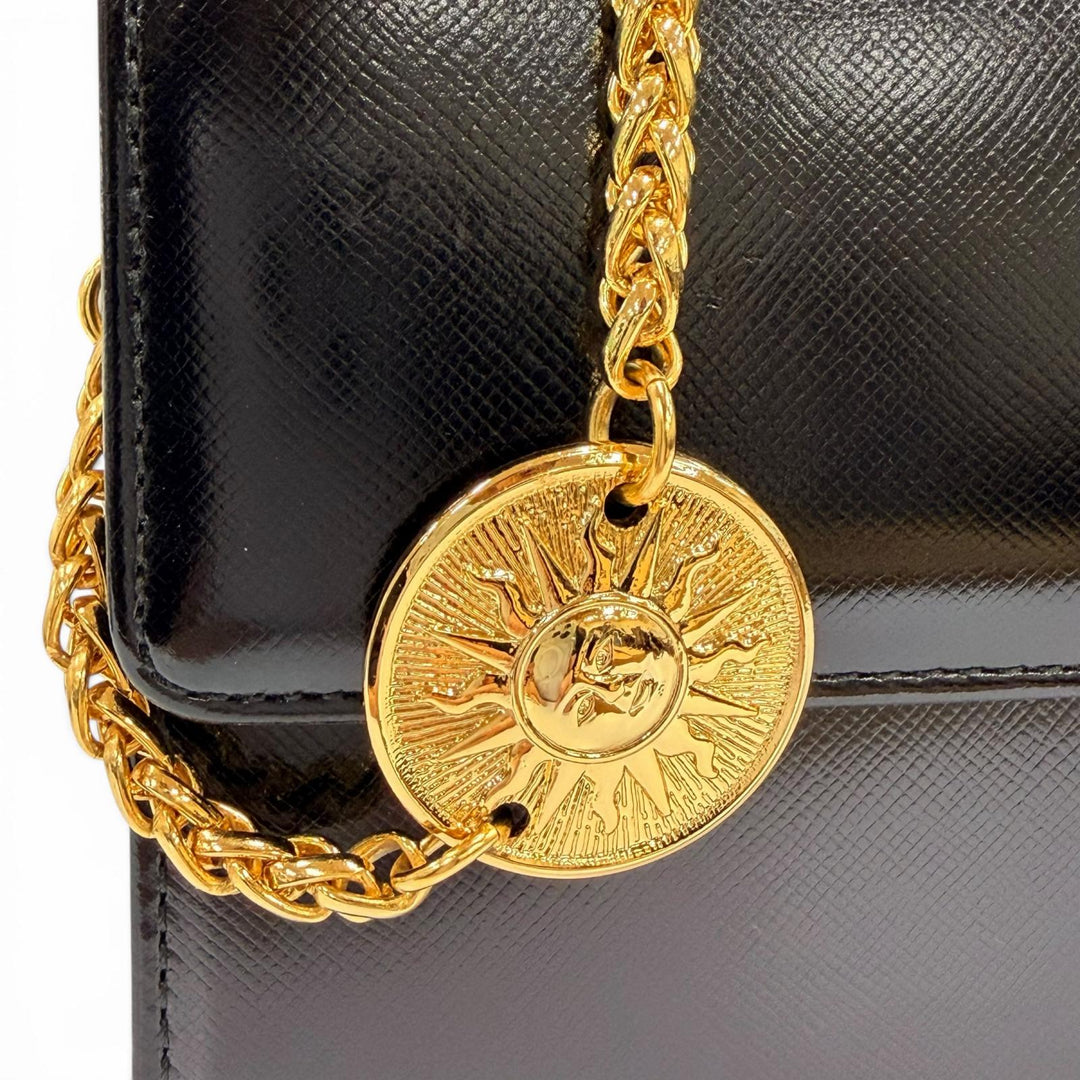 Excellent VERSACE Handbag Sunburst black leather Women