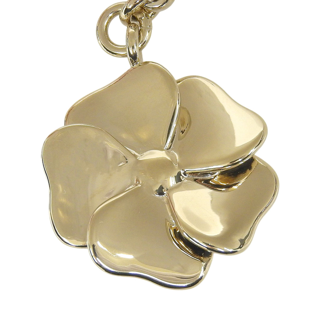 Excellent CHANEL key ring black Gold Plated Women B25B