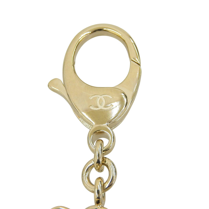 Excellent CHANEL key ring black Gold Plated Women B25B