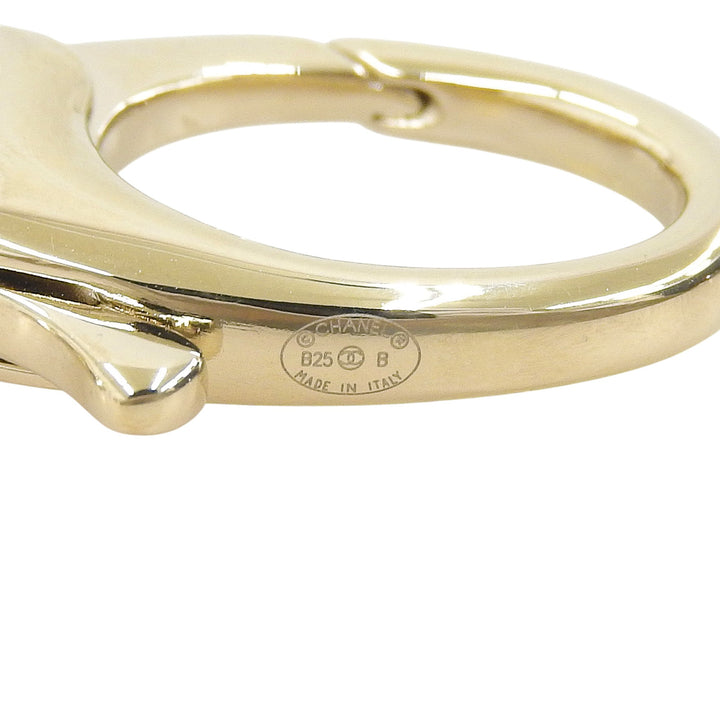 Excellent CHANEL key ring black Gold Plated Women B25B