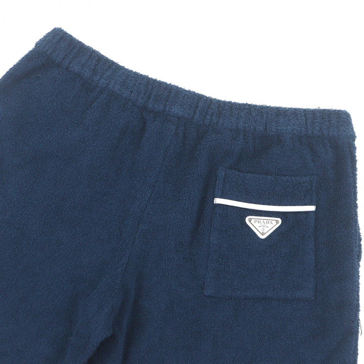 Excellent PRADA Shorts Triangle logo Triangle plate Pile Navy cotton mens