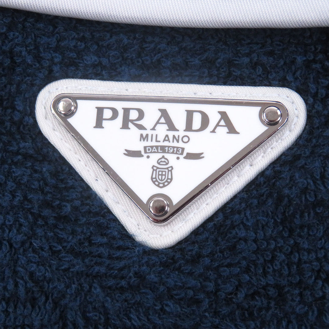 Excellent PRADA Shorts Triangle logo Triangle plate Pile Navy cotton mens