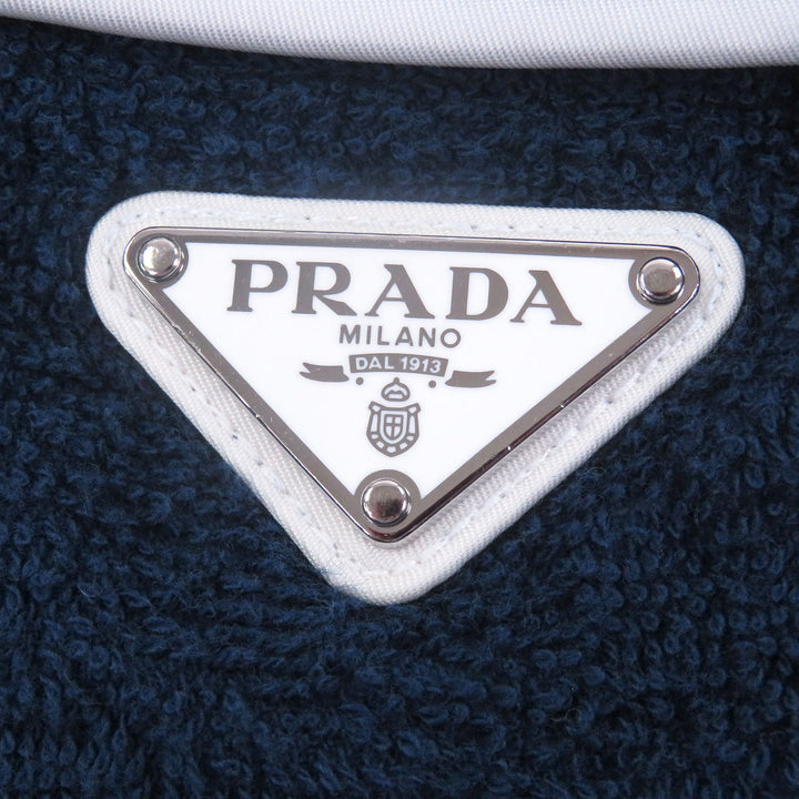 Excellent PRADA Shorts Triangle logo Triangle plate Pile Navy cotton mens