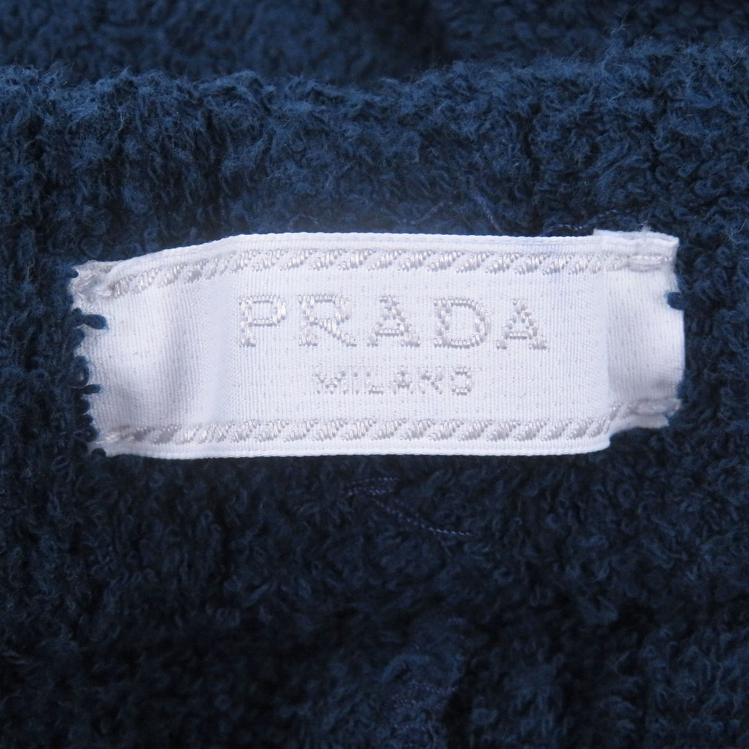 Excellent PRADA Shorts Triangle logo Triangle plate Pile Navy cotton mens