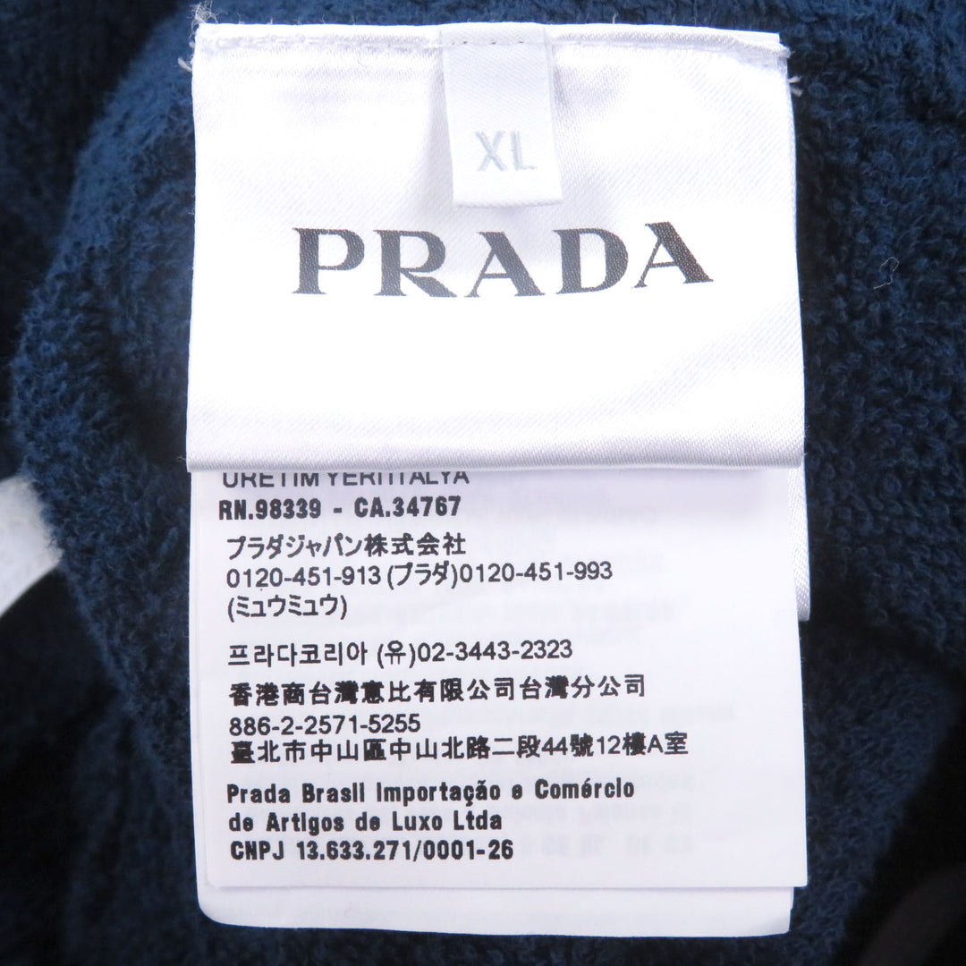 Excellent PRADA Shorts Triangle logo Triangle plate Pile Navy cotton mens