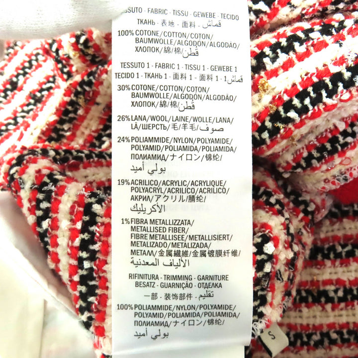 Excellent GUCCI one piece Sherry Line Tweed Docking Long Sleeve Red S 502126