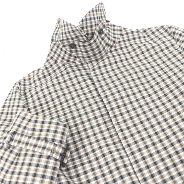Pristine PT TORINO coat Check Pattern Fly Front Brown cotton mens 50 2FTR060TOR