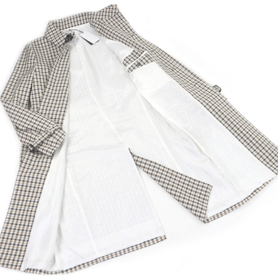 Pristine PT TORINO coat Check Pattern Fly Front Brown cotton mens 50 2FTR060TOR