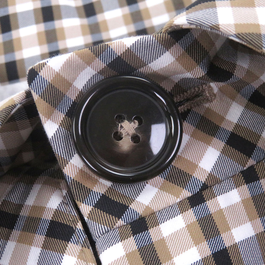 Pristine PT TORINO coat Check Pattern Fly Front Brown cotton mens 50 2FTR060TOR