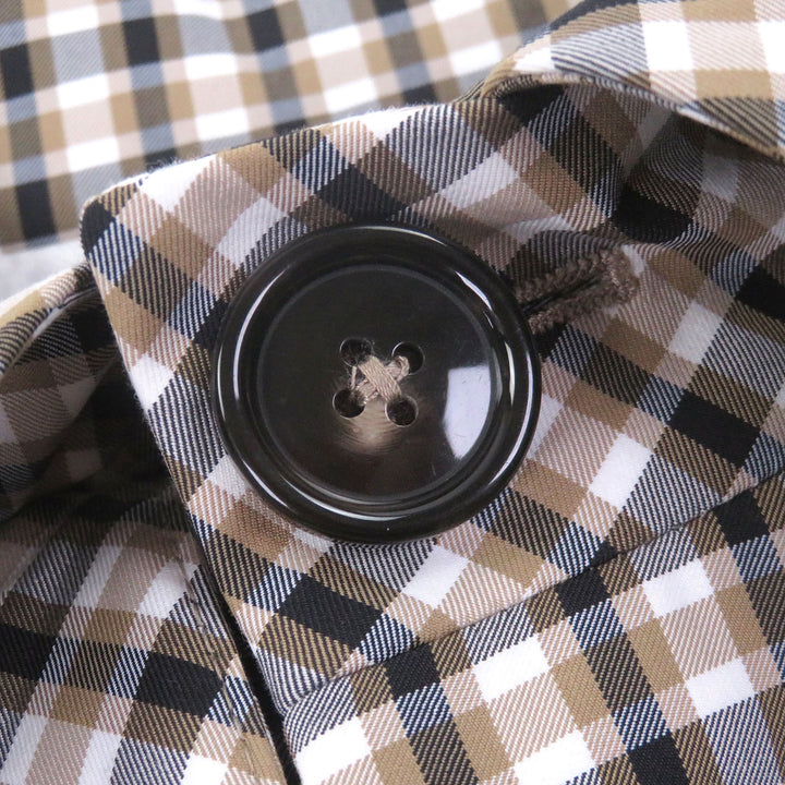 Pristine PT TORINO coat Check Pattern Fly Front Brown cotton mens 50 2FTR060TOR