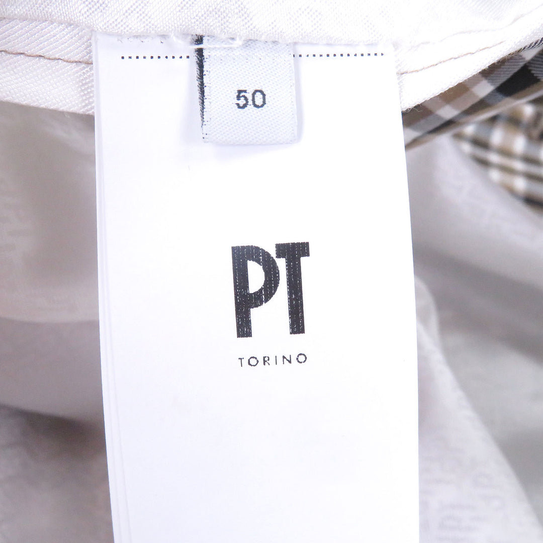 Pristine PT TORINO coat Check Pattern Fly Front Brown cotton mens 50 2FTR060TOR