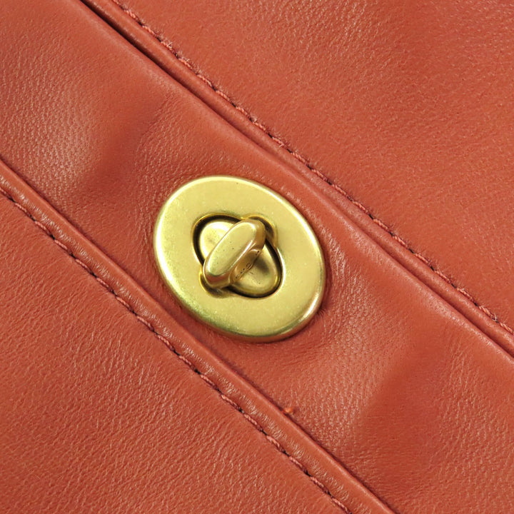 Pristine COACH leather jacket Signature Bright Saddle Zip-Up Lamb S CA704