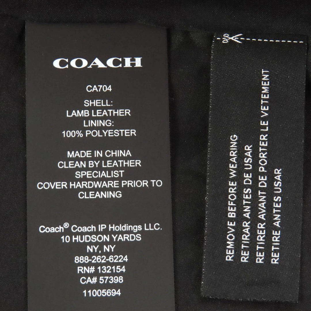 Pristine COACH leather jacket Signature Bright Saddle Zip-Up Lamb S CA704