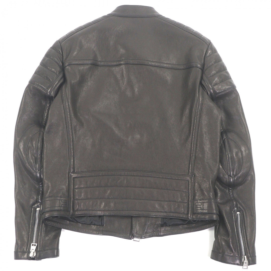 Excellent TOM FORD Leather jacket stand collar biker jacket Dark brown