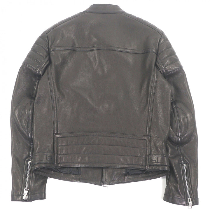 Excellent TOM FORD Leather jacket stand collar biker jacket Dark brown