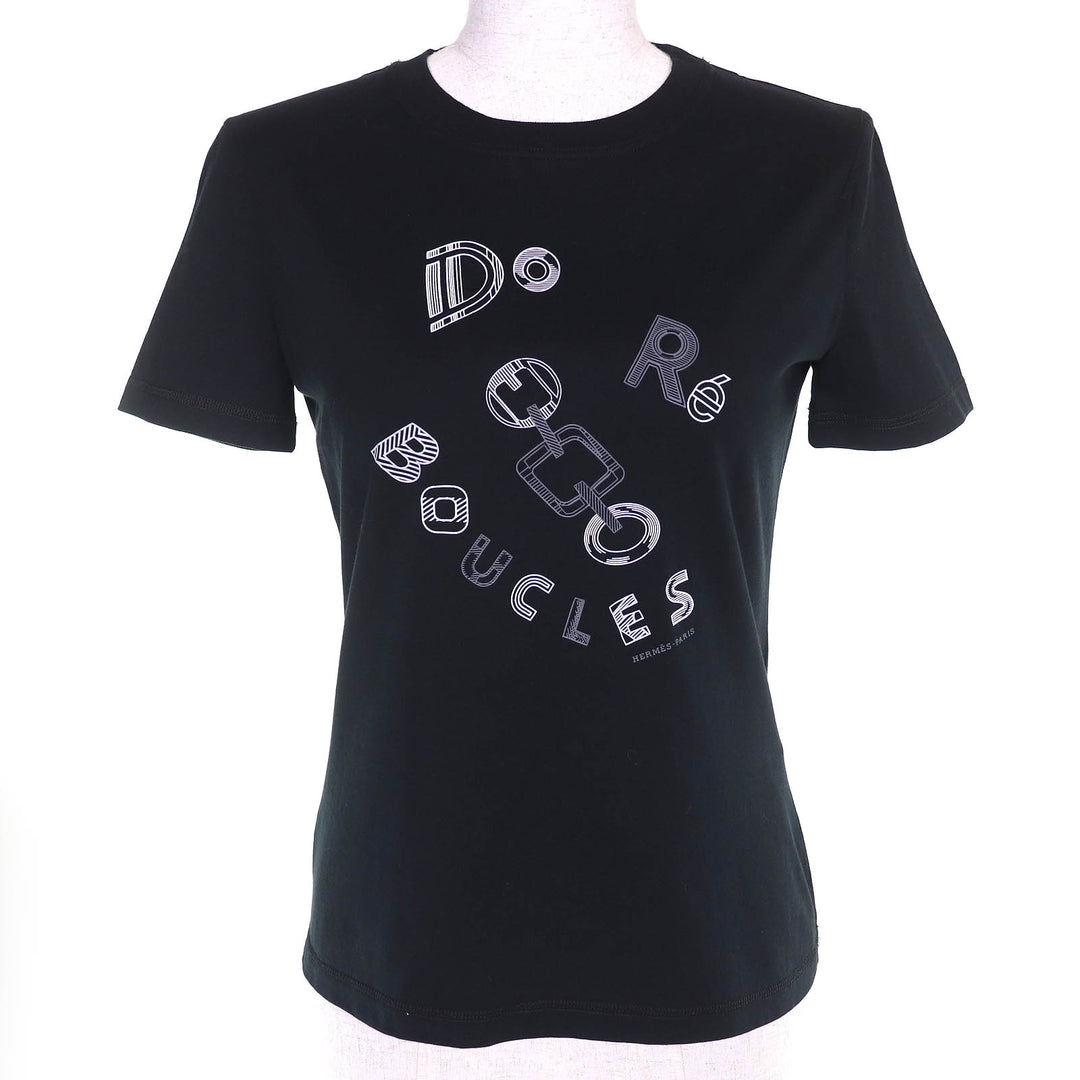 Excellent HERMES Short sleeve T-shirt Do RE BOUCLES Crew neck black 36 3H4611DR