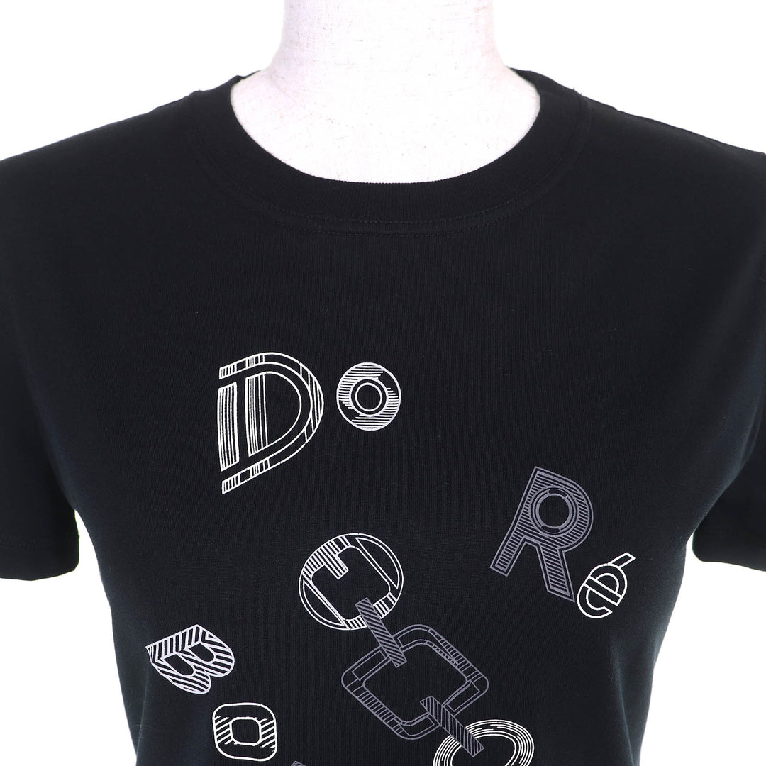 Excellent HERMES Short sleeve T-shirt Do RE BOUCLES Crew neck black 36 3H4611DR