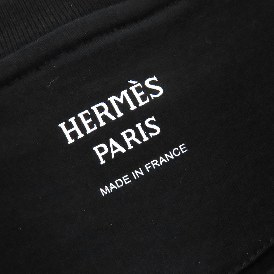 Excellent HERMES Short sleeve T-shirt Do RE BOUCLES Crew neck black 36 3H4611DR