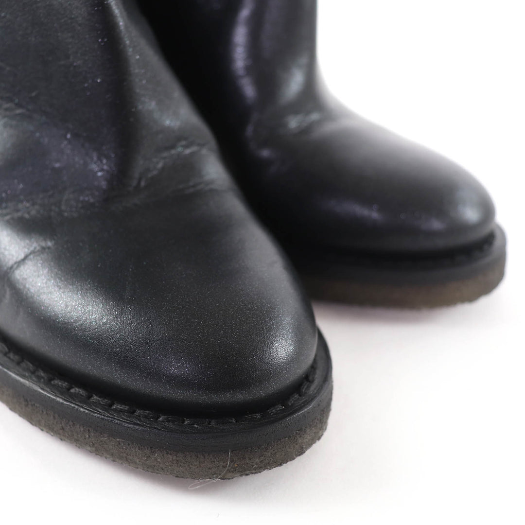 Great CHANEL short boots Double COCO Mark turn lock lamé leather black 36 G31285