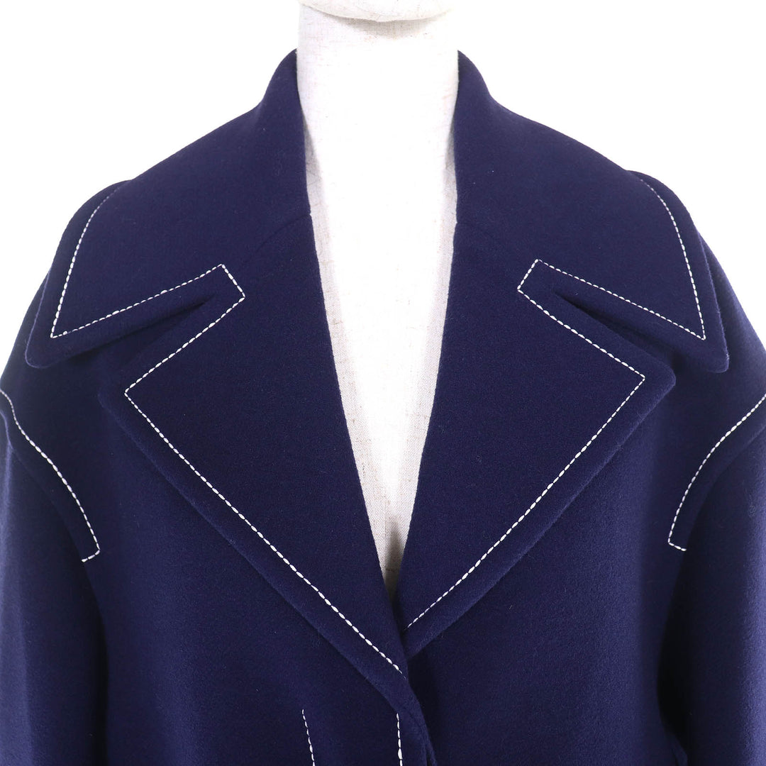 Excellent MARNI coat HIGH GRADE CLOTHING Stitch Design Long Navy 38 CPMA0213U0