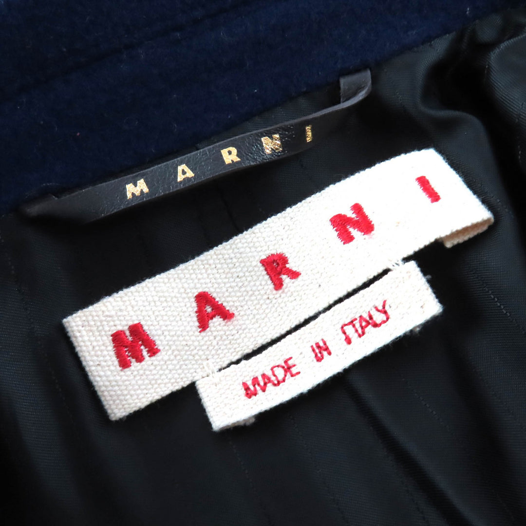 Excellent MARNI coat HIGH GRADE CLOTHING Stitch Design Long Navy 38 CPMA0213U0