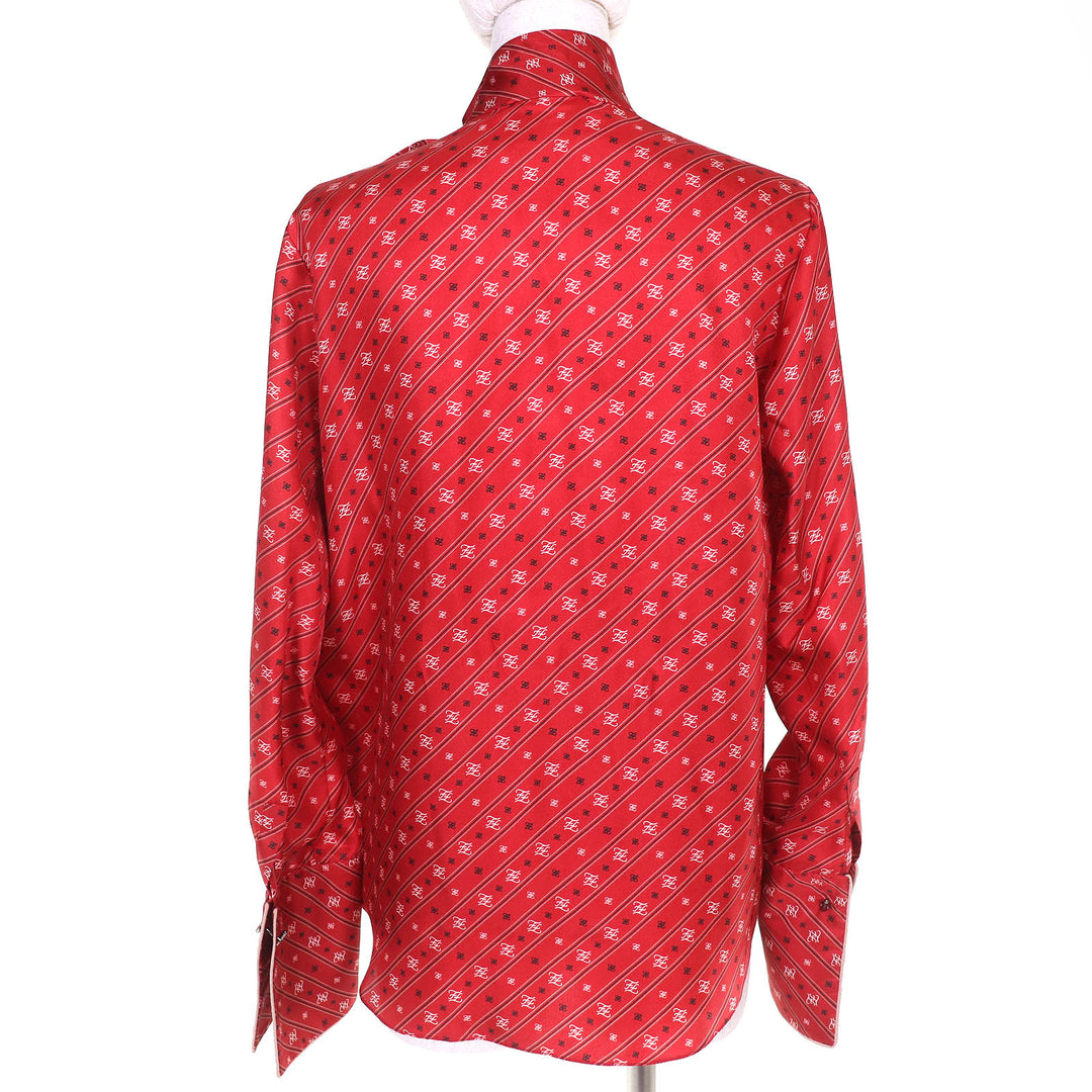 Excellent FENDI Long sleeve shirt FF alligraphy cufflinksincluded silk 38 FS7231