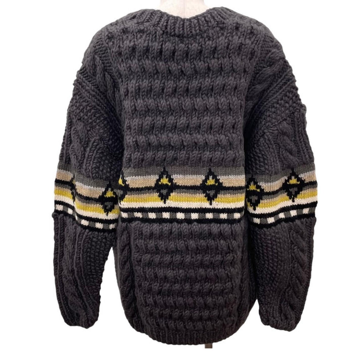Excellent blackmeans cardigan HAND KNIT CARDIGAN Geometric pattern V-neck wool