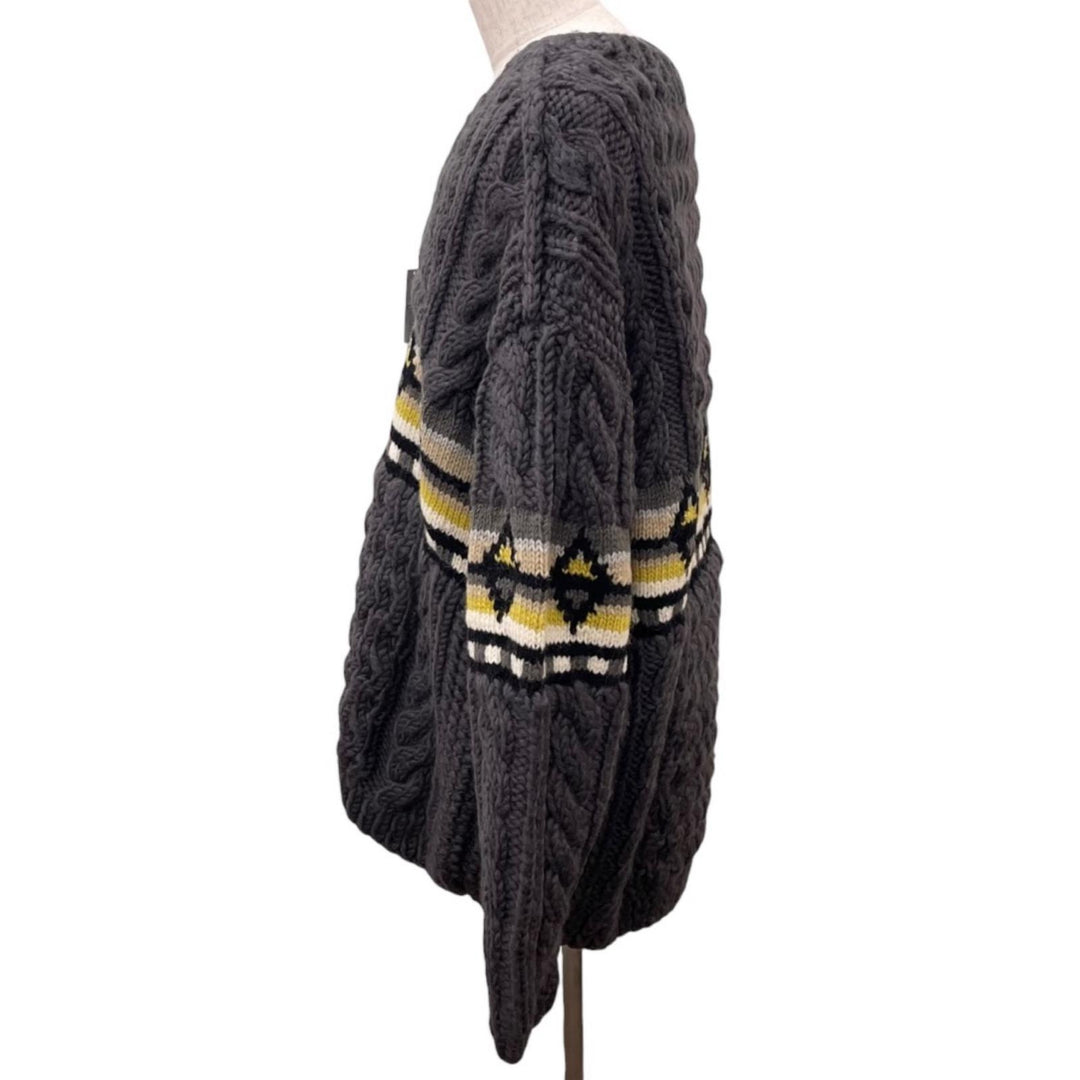 Excellent blackmeans cardigan HAND KNIT CARDIGAN Geometric pattern V-neck wool