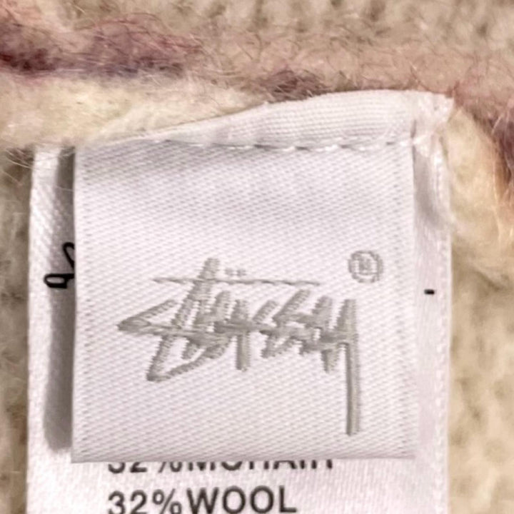 Excellent STUSSY knit Goldie Sweater Graffiti Rib-Knit Crew Neck Multi XL 117159