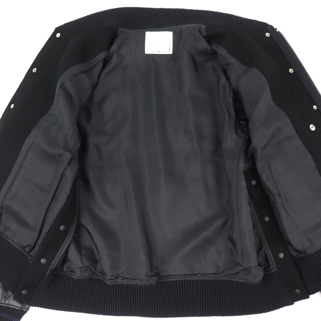 Excellent sacai MADSAKI BWOOL MELTON BLOUSON Sleeve leather bomber jacket 4