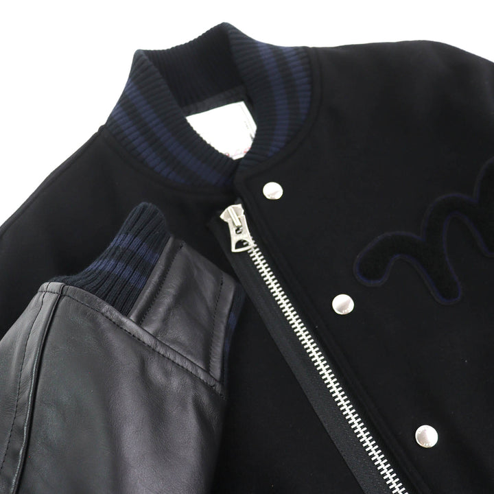 Excellent sacai MADSAKI BWOOL MELTON BLOUSON Sleeve leather bomber jacket 4