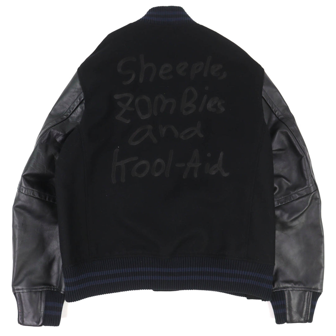 Excellent sacai MADSAKI BWOOL MELTON BLOUSON Sleeve leather bomber jacket 4