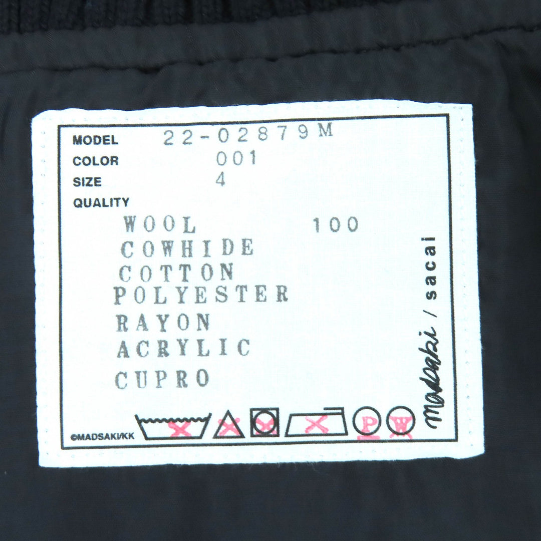 Excellent sacai MADSAKI BWOOL MELTON BLOUSON Sleeve leather bomber jacket 4