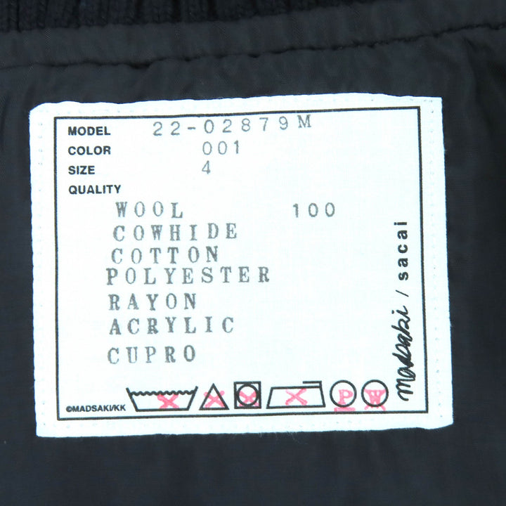 Excellent sacai MADSAKI BWOOL MELTON BLOUSON Sleeve leather bomber jacket 4