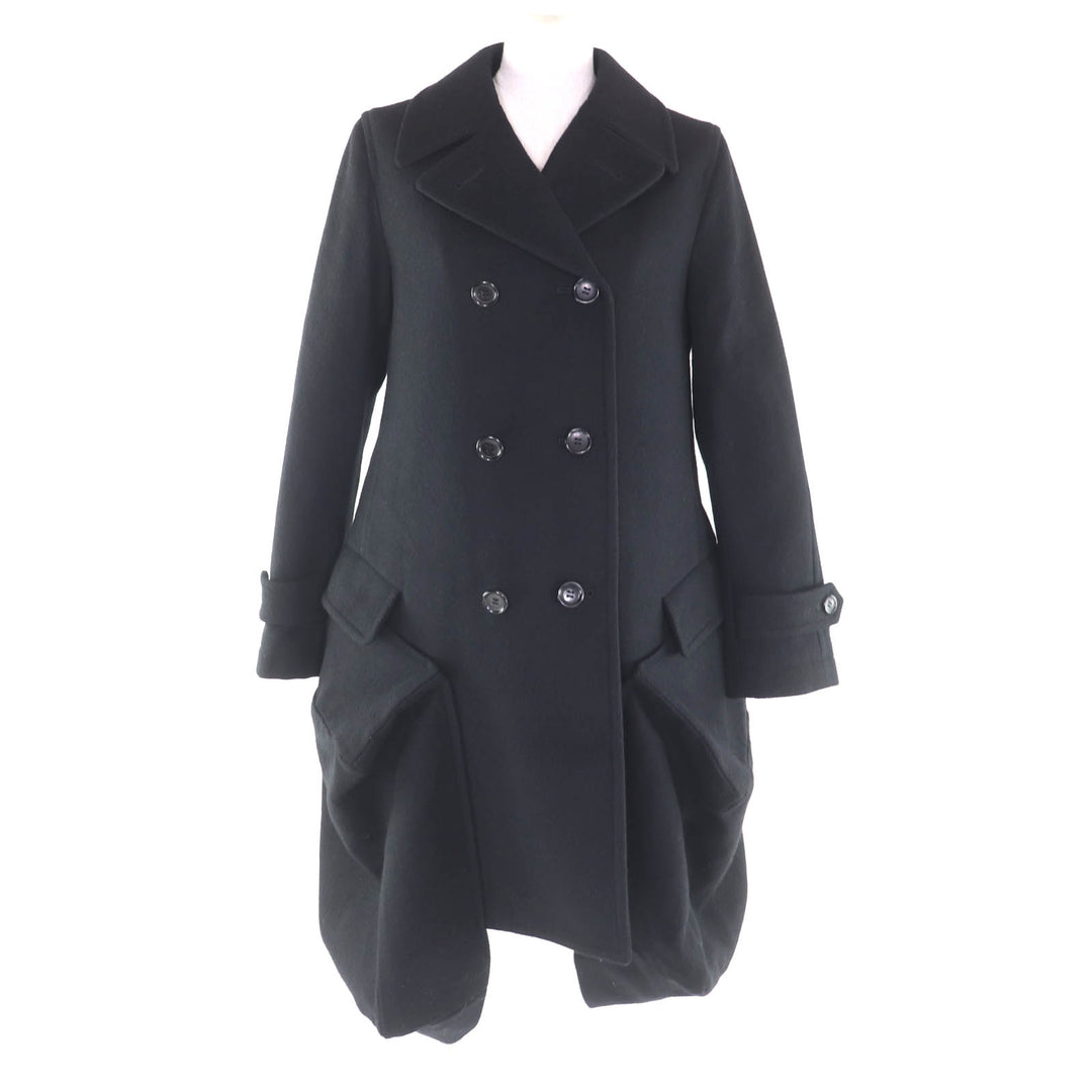 Excellent COMME des GARCONS coat Filling Deformed Design black wool XS GL-C002